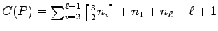 $ C(P)=\sum^{\ell-1}_{i=2}\left\lceil\frac32n_i\right\rceil
+n_1+n_\ell-\ell+1$