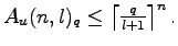 $ A_u(n,l)_q\leq \left\lceil\frac{q}{l+1}\right\rceil^n.$