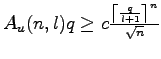 $ A_u(n,l)q\geq c\frac{\left\lceil\frac{q}{l+1}\right\rceil^n}{\sqrt{n}}$