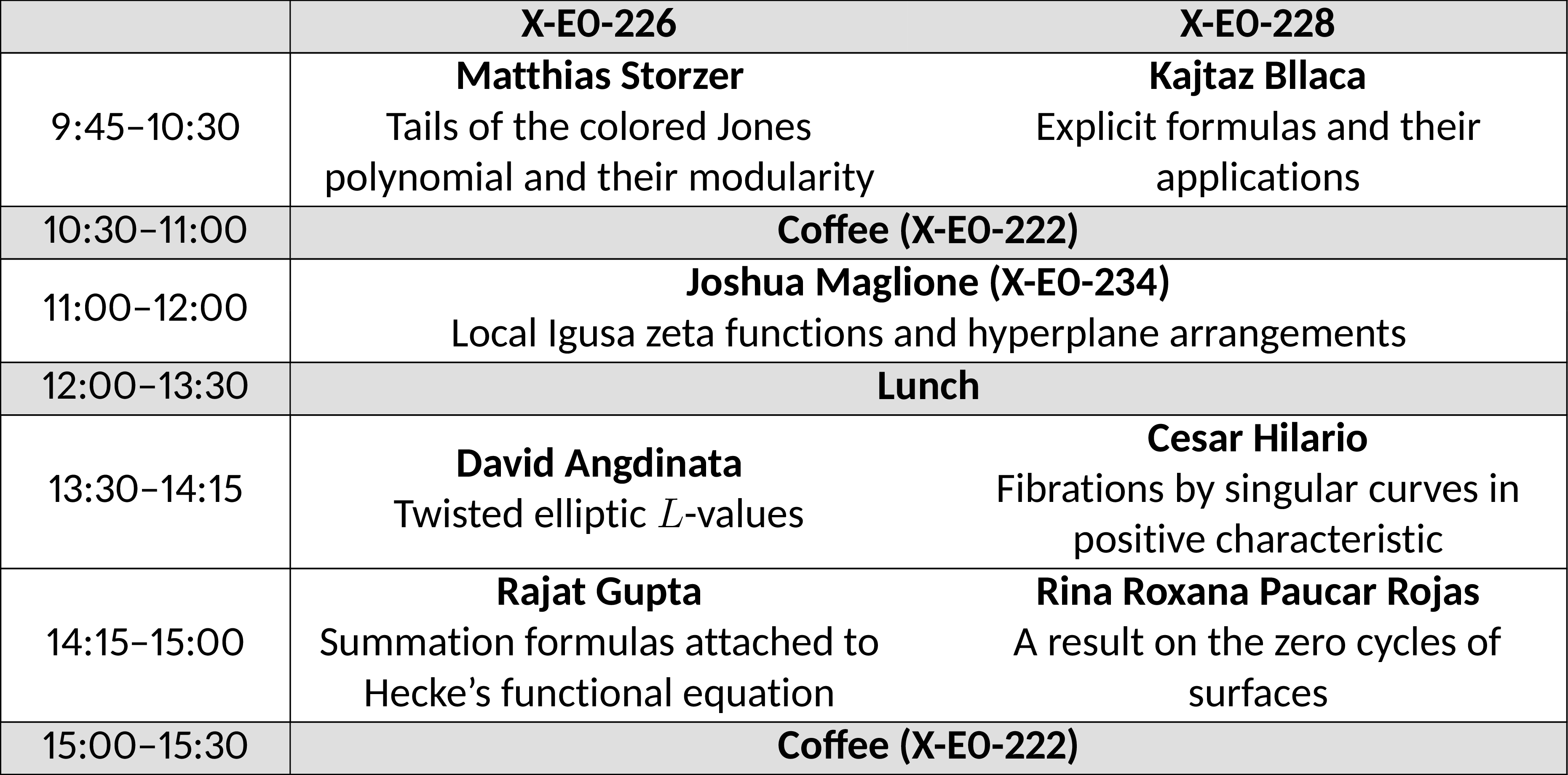 Friday Schedule