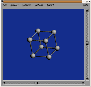 A cube shown with Rasmol