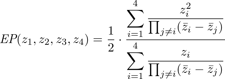 [A formula for the Euler-Poncelet point of a qadrangle]