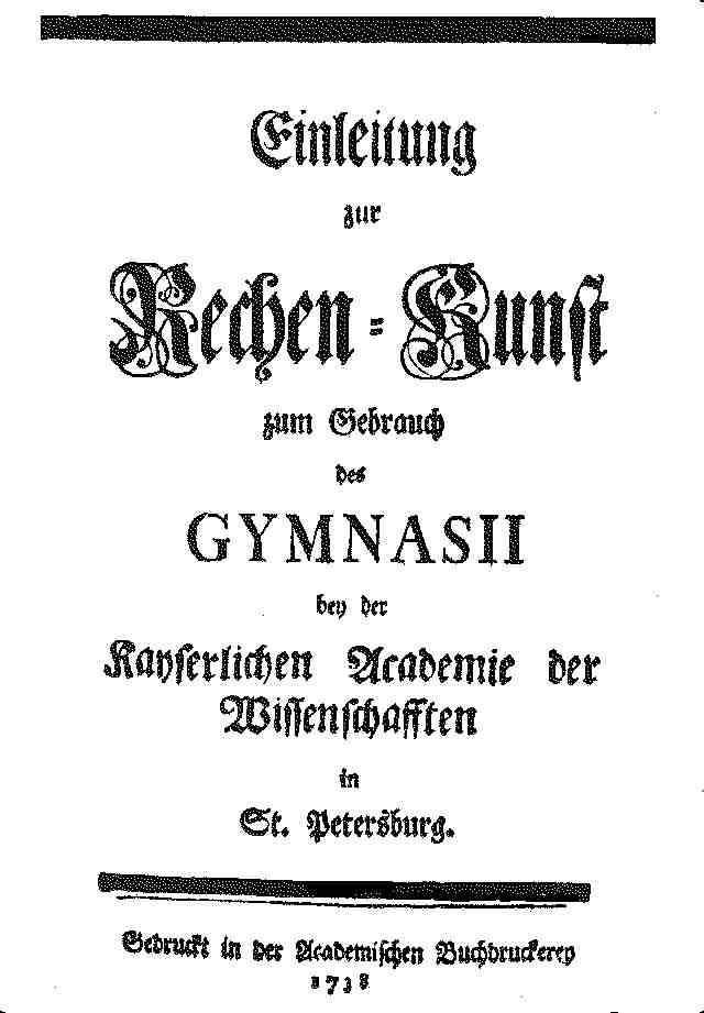 Titelblatt
der Rechenkunst